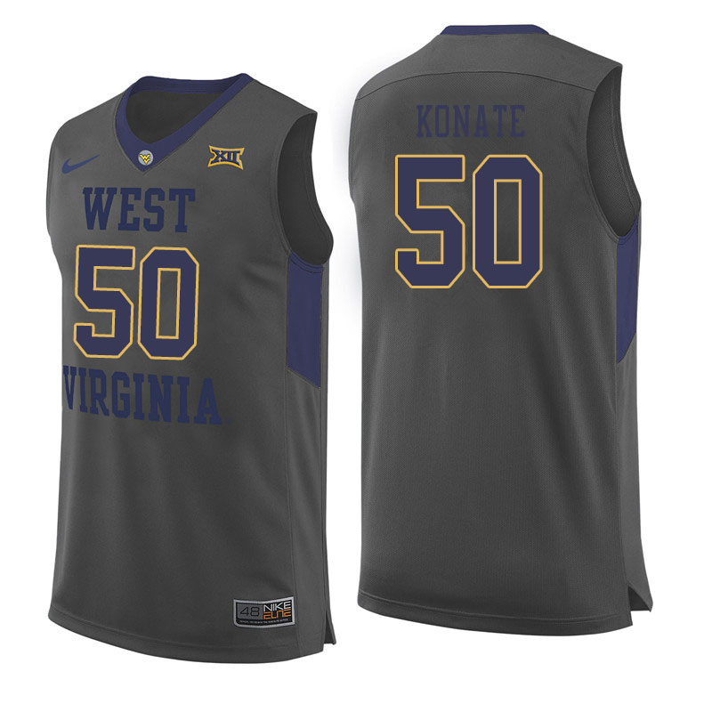 Men #50 Sagaba Konate West Virginia Mountaineers College Basketball Jerseys Sale-Gray